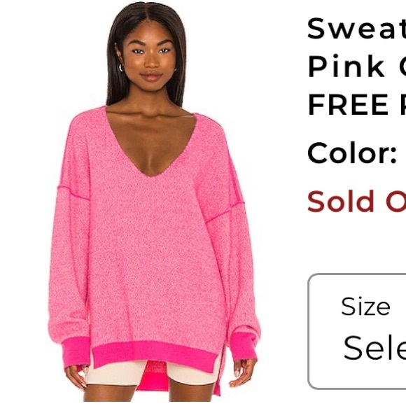 Free People Sweaters - Free People Bright Pink V-Neck Sweater